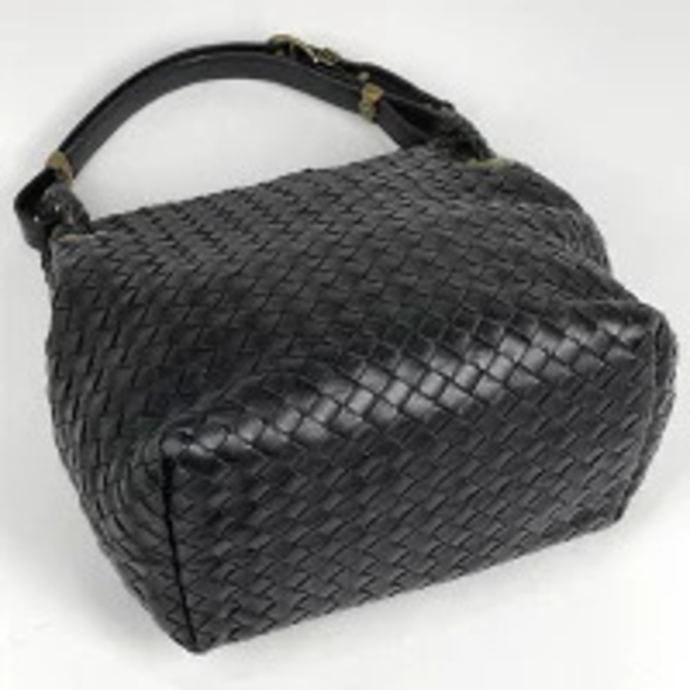 Bottega Veneta Intrecciato Handbag Black Leather Nappa Black